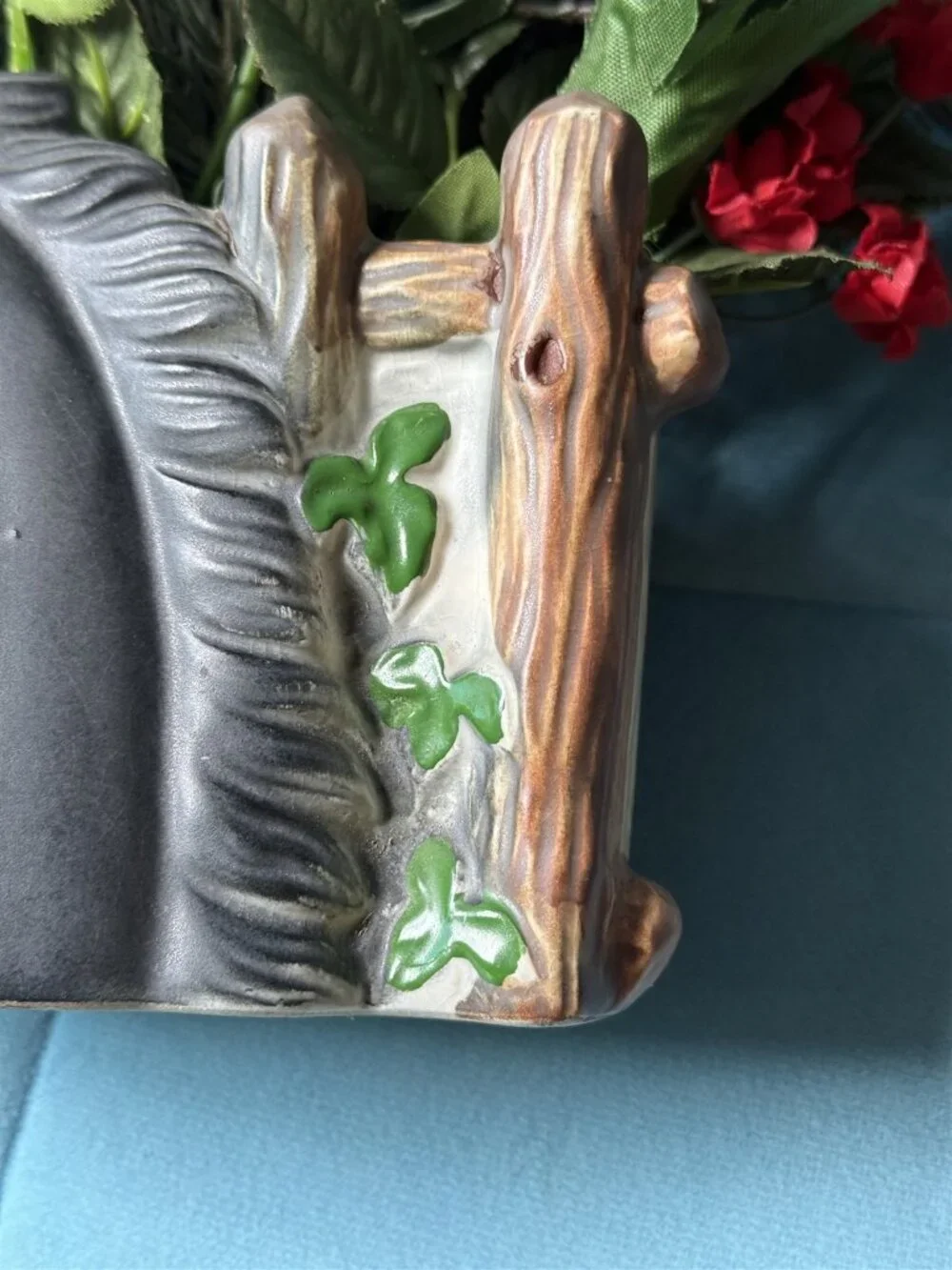 Vintage Rubens Horse Black Stallion By Fence Ceramic Planter Made In Japan